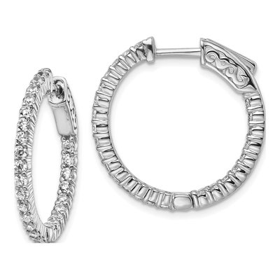 Sterling Silver 24mm CZ Inside-Out Hoop Earrings