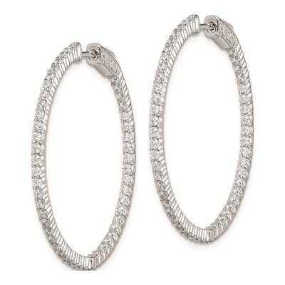 Sterling Silver 36mm CZ Inside-Out Hoop Earrings – view 3