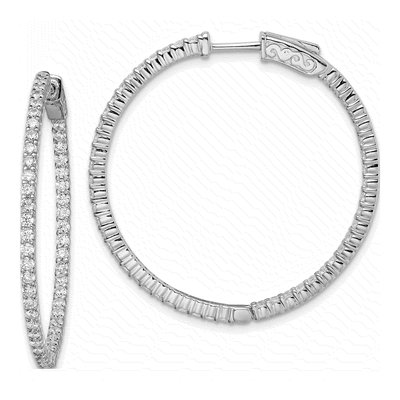 Sterling Silver 36mm CZ Inside-Out Hoop Earrings