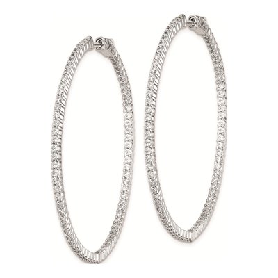 Sterling Silver 50mm CZ Inside-Out Hoop Earrings – view 3