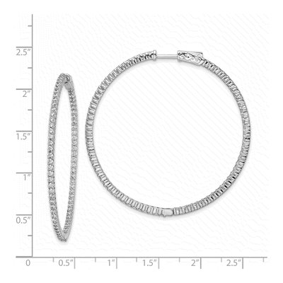 Sterling Silver 50mm CZ Inside-Out Hoop Earrings – view 5