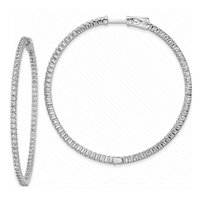 Sterling Silver 50mm CZ Inside-Out Hoop Earrings