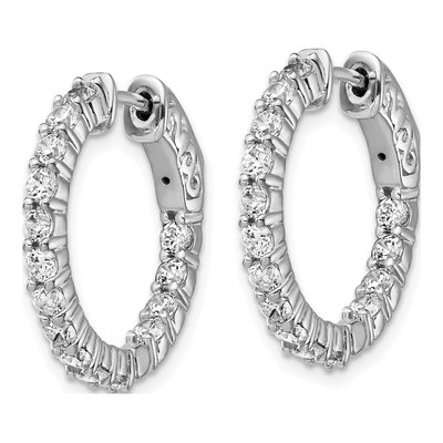 Sterling Silver 20mm CZ Inside-Out Hoop Earrings – view 3
