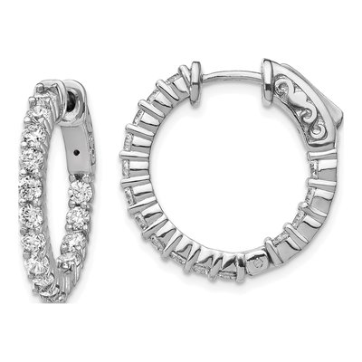 Sterling Silver 20mm CZ Inside-Out Hoop Earrings