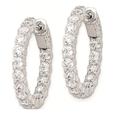 Sterling Silver 24mm CZ Inside-Out Hoop Earrings – view 3