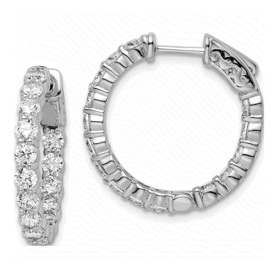 Sterling Silver 24mm CZ Inside-Out Hoop Earrings