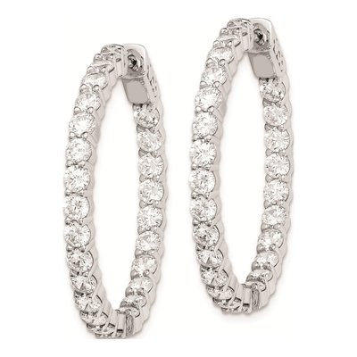 Sterling Silver 34mm CZ Inside-Out Hoop Earrings – view 3