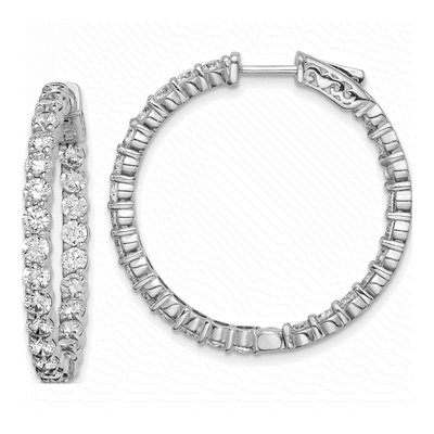 Sterling Silver 34mm CZ Inside-Out Hoop Earrings