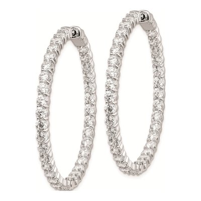 Sterling Silver 43mm CZ Inside-Out Hoop Earrings – view 3