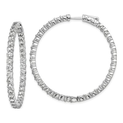 Sterling Silver 43mm CZ Inside-Out Hoop Earrings