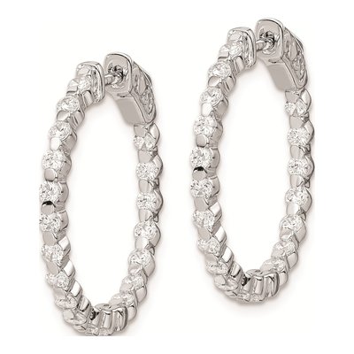 Sterling Silver 25mm CZ Inside-Out Hoop Earrings – view 3