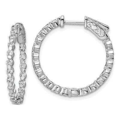Sterling Silver 25mm CZ Inside-Out Hoop Earrings