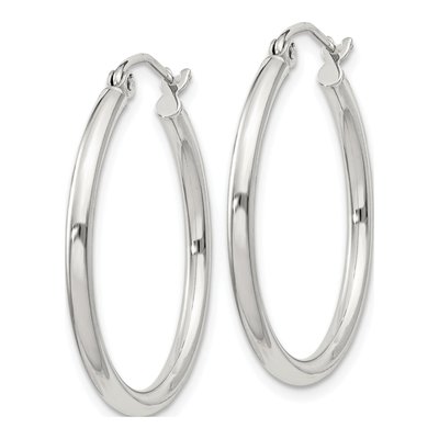 Sterling Silver 27mm Round Hoop Earrings – view 2