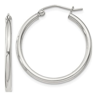 Sterling Silver 27mm Round Hoop Earrings