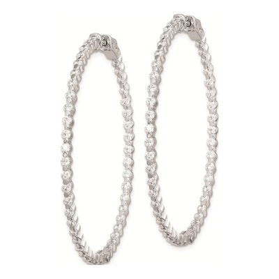 Sterling Silver 44mm CZ Inside-Out Hoop Earrings – view 3
