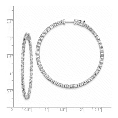 Sterling Silver 44mm CZ Inside-Out Hoop Earrings – view 5