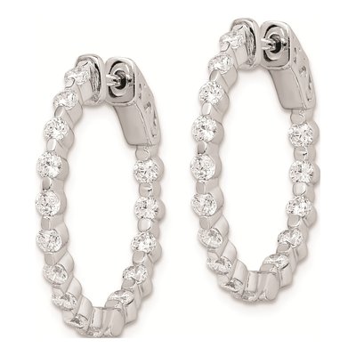Sterling Silver 25mm CZ Inside-Out Hoop Earrings – view 3