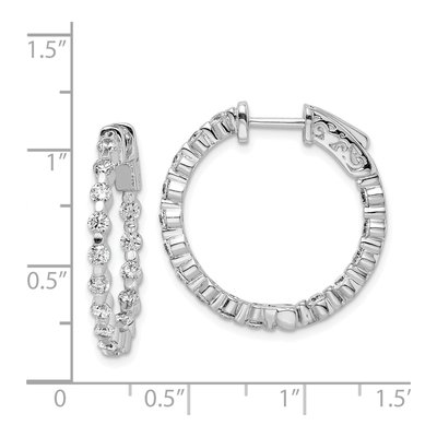Sterling Silver 25mm CZ Inside-Out Hoop Earrings – view 5