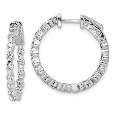 Sterling Silver 25mm CZ Inside-Out Hoop Earrings