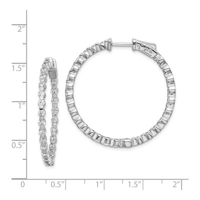 Sterling Silver 36mm CZ In-Out Hoop Earrings – view 5