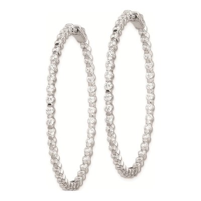 Sterling Silver 50mm CZ Inside-Out Hoop Earrings – view 3
