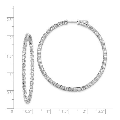 Sterling Silver 50mm CZ Inside-Out Hoop Earrings – view 5