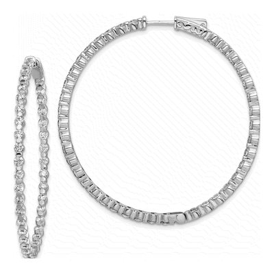 Sterling Silver 50mm CZ Inside-Out Hoop Earrings