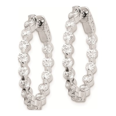 Sterling Silver 26mm CZ Inside-Out Hoop Earrings – view 3