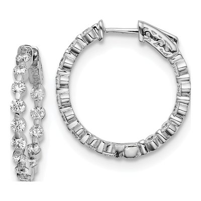 Sterling Silver 26mm CZ Inside-Out Hoop Earrings