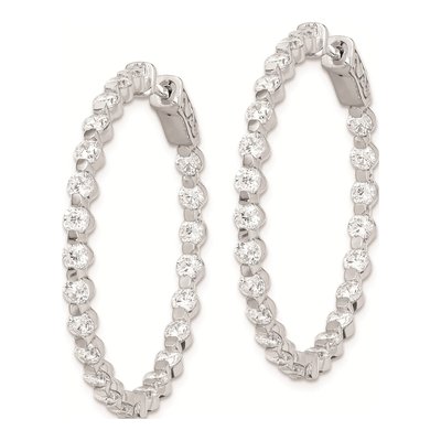 Sterling Silver 36mm CZ Inside-Out Hoop Earrings – view 3