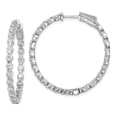 Sterling Silver 36mm CZ Inside-Out Hoop Earrings