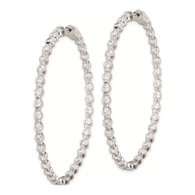Sterling Silver 51mm CZ Inside-Out Hoop Earrings – view 3