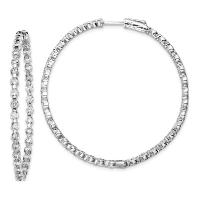 Sterling Silver 51mm CZ Inside-Out Hoop Earrings