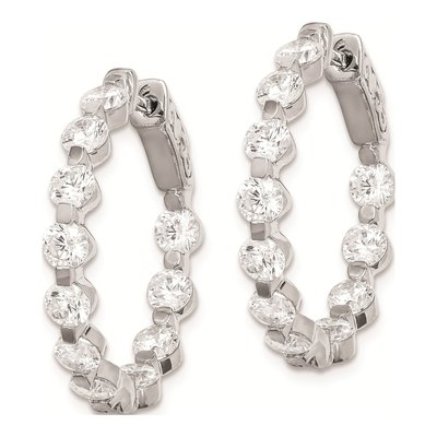 Sterling Silver 25mm CZ Inside-Out Hoop Earrings – view 3
