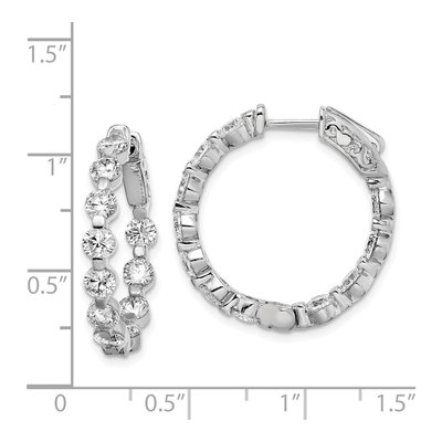 Sterling Silver 25mm CZ Inside-Out Hoop Earrings – view 5