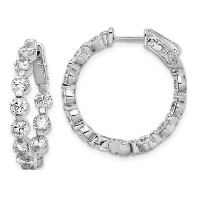 Sterling Silver 25mm CZ Inside-Out Hoop Earrings