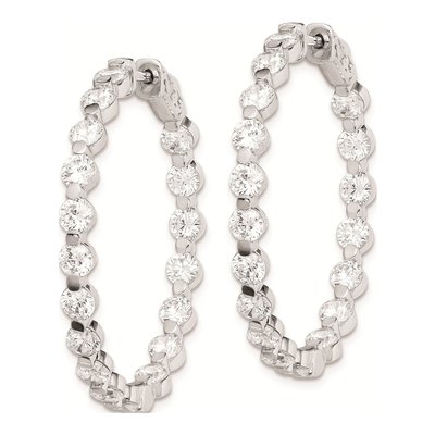 Sterling Silver 36mm CZ Inside-Out Hoop Earrings – view 3