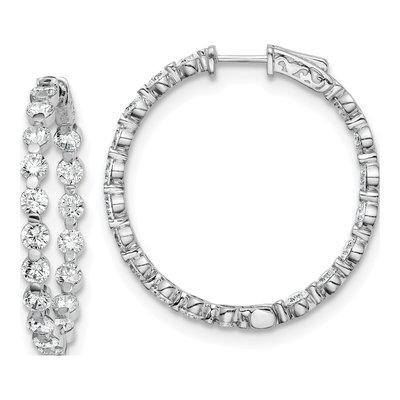 Sterling Silver 36mm CZ Inside-Out Hoop Earrings