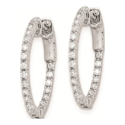 Sterling Silver 18mm CZ Inside-Out Hoop Earrings – view 3