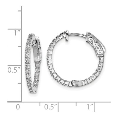 Sterling Silver 18mm CZ Inside-Out Hoop Earrings – view 5