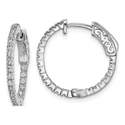 Sterling Silver 18mm CZ Inside-Out Hoop Earrings