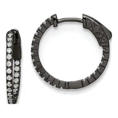 Sterling Silver 18mm CZ Hoop Earrings