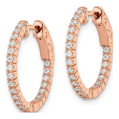 Rose Gold-Plated Sterling Silver 18mm CZ Hoop Earrings – view 3