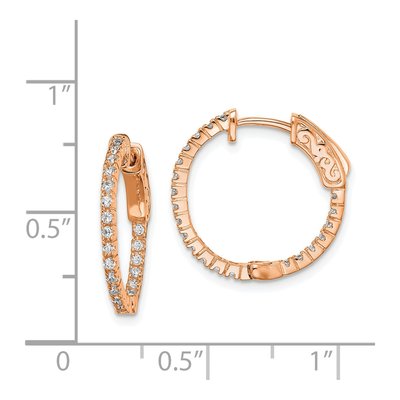 Rose Gold-Plated Sterling Silver 18mm CZ Hoop Earrings – view 5