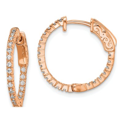 Rose Gold-Plated Sterling Silver 18mm CZ Hoop Earrings