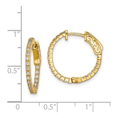 Gold-Plated Sterling Silver 18mm CZ In-And-Out Hoop Earrings – view 5