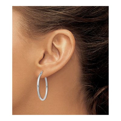 Sterling Silver 32mm Round Hoop Earrings – view 4