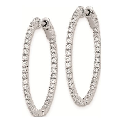 Sterling Silver 29mm CZ Inside-Out Hoop Earrings – view 3