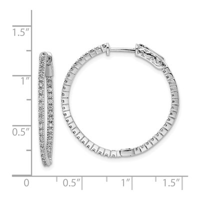 Sterling Silver 29mm CZ Inside-Out Hoop Earrings – view 5