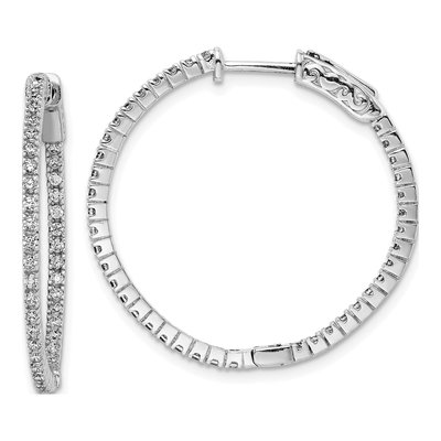 Sterling Silver 29mm CZ Inside-Out Hoop Earrings